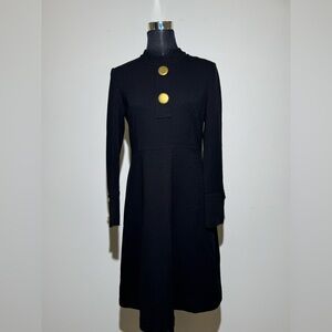 Umisky Black Long Sleeve Midi Dress Gold Button Detail Size Small
